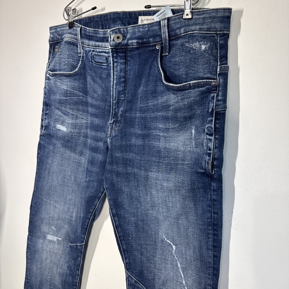 G-Star Raw D Staq 3D Slim Jeans Men's 38x34 Distressed Denim Streetwear Hip-Hop - Picture 3 of 16
